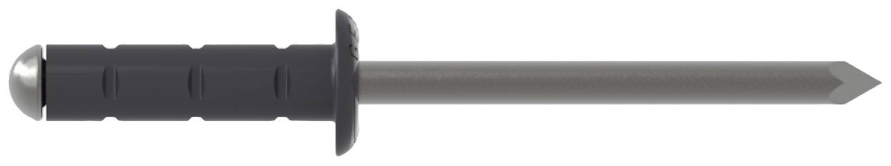 A black plastic wall plug with an integrated metal shaft and a pointed tip. Designed for secure fixings in walls.