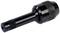A black metal tool, presumably a drill chuck, with a knurled grip and cylindrical body, lies on a white background.