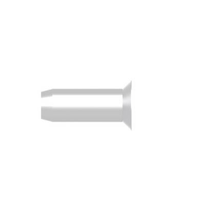 Silver-coloured sleeve with a tapered tip and a flat end, pictured against a white background.