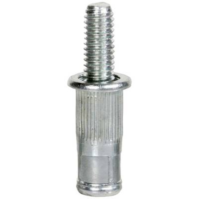 A silver metal pin with a knurled shaft and thread at one end.