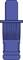 Blue technical component with a ribbed structure and cylindrical shape.