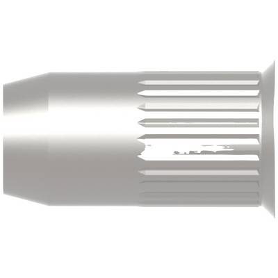 Metal cylindrical pin with grooves at one end.