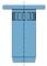 Technical drawing of a blue cylinder with a wide rim at the top and vertical stripes. The dashed line indicates the axis of symmetry.