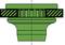 Cross-section of a technical drawing: A green, circular component with a striped area, likely a bearing or seal.