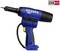 A blue, cordless riveting tool from the Gesipa brand, powered by battery, shown from the side. A red and black 'CAS' logo is positioned in the top right corner.