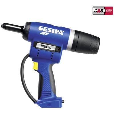 Cordless drill by GESIPA, model 'iBird Pro', in blue with Metabo battery system.