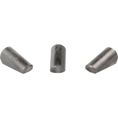 Three metal cone-shaped tool bits shown in different orientations on a white background.
