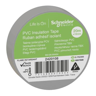 Schneider Electric 2420108 2420108 Electrical tape Grey (L x W) 20 m x 19 mm 8 pc(s)