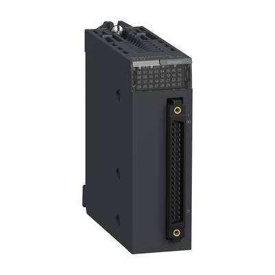 A black electronic module with multiple connection points and numerical labelling, likely part of an industrial control system.