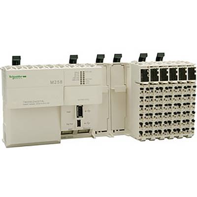 Programmable control unit in an open view, with multiple connection modules on the right side.