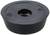A black plastic component with a central hole, typical for use in mechanical or electronic applications.