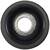 Black skateboard wheel with a silver metal core, viewed from above.