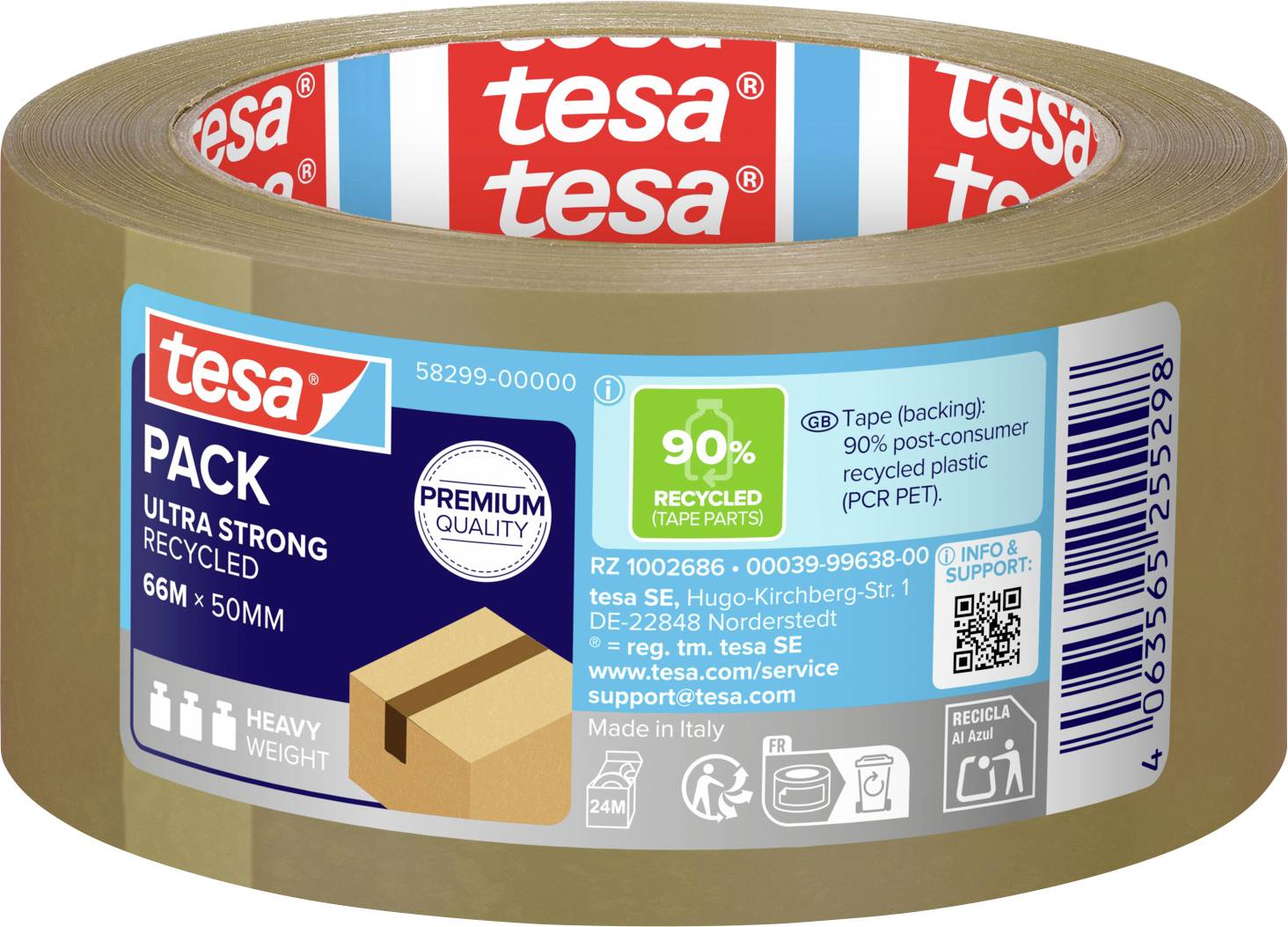 tesa ECO & ULTRA STRONG 58299-00000-00 Packaging tape tesapack® eco & ultra strong Brown (L x W) 66 m x 50 mm 1 pc(s)