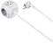 A white, round socket with cable and angled plug, suitable for connecting electrical devices.