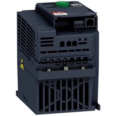 A black, rectangular electric drive with multiple ventilation slots, connection sockets, and a green button on top.