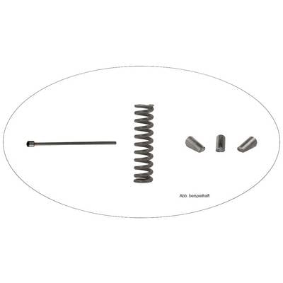 Figure shows a metal spring, a rod and three conical sleeves in an oval arrangement. Caption: 'Fig. by way of example'.