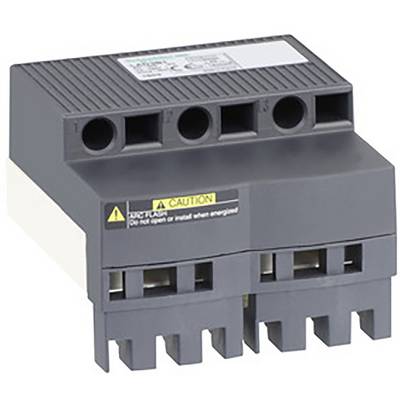 'Schneider Electric Motor Protection Switch, Model GV2ME. Grey with four connection openings at the top and safety mechanism at the bottom.'