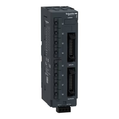 Black electronic component by Schneider Electric, model number LUB12. It has multiple connections for inputs and outputs.