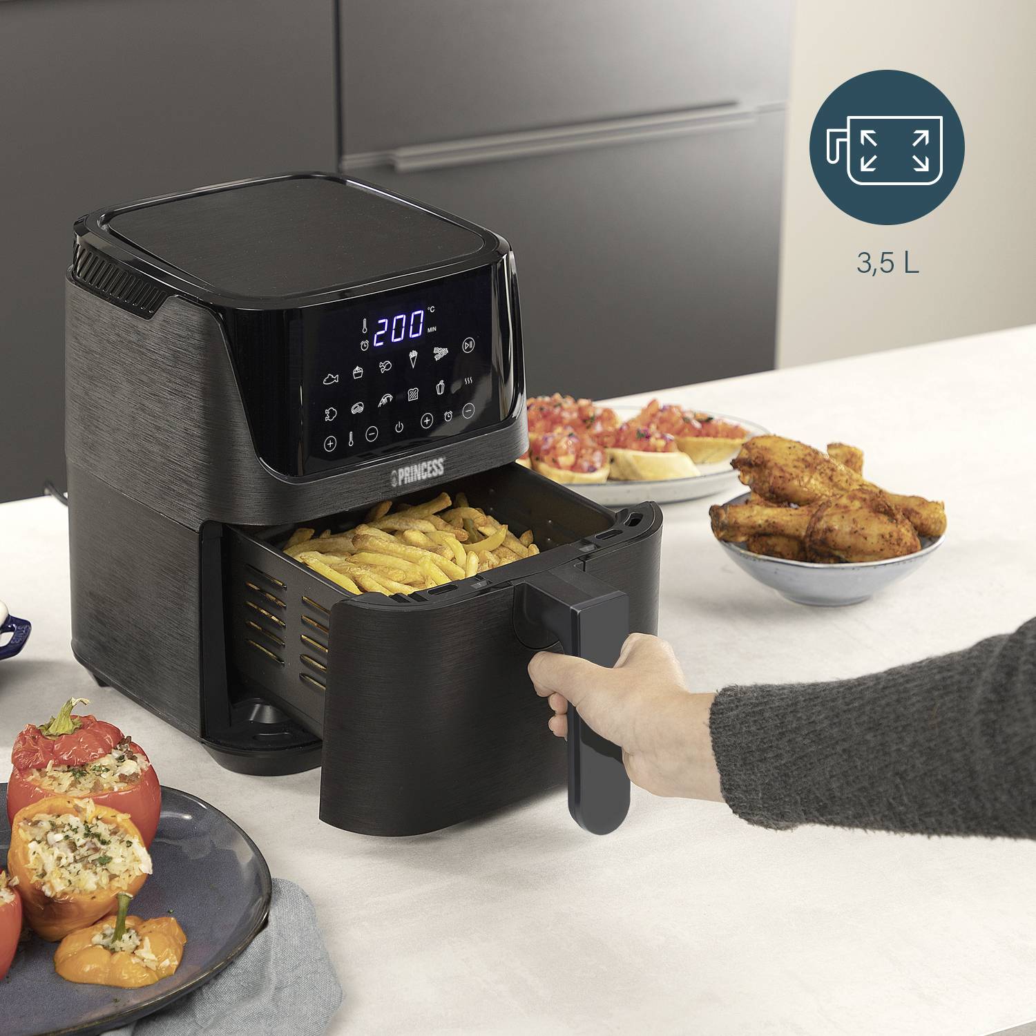 Princess 01.182031.01.001 Air fryer 3.5 l 1350 W Timer function, Temperature pre-set, Heat convection, Overheat protecti-7