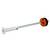 A metallic sliding bolt with a white handle and an orange disc for securing doors.