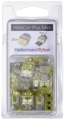 HellermannTyton 148-90054 HCPM-2-Blister-PC-CL/YE (20) Connector clip flexible: 1.0-2.5 mm² fixed: 0.5-2.5 mm² Number of pins: 2 20 pc(s) Transparent, Yellow