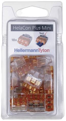 HellermannTyton 148-90055 HCPM-3-Blister-PC-CL/OG (18) Connector clip flexible: 1.0-2.5 mm² fixed: 0.5-2.5 mm² Number of pins: 3 18 pc(s) Transparent, Orange