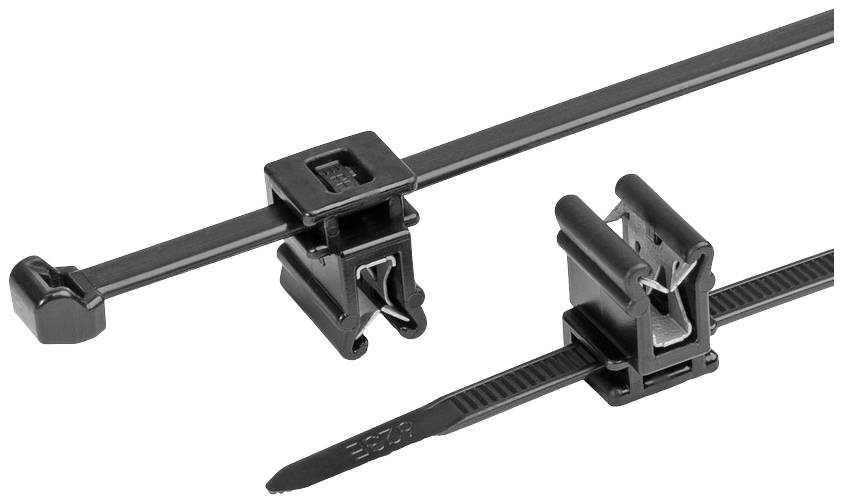 HellermannTyton 156-00948 T50ROSEC4A-PA66W-BK (100) Cable tie with clip 200 mm 4.6 mm Black 100 pc(s)