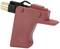 Red hot glue gun, side view, with black and gold nozzle attachment.