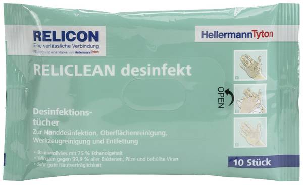 HellermannTyton Reliclean_desinfekt-CO-WH (10) 435-01602 Antibacterial wipes 10 pc(s)