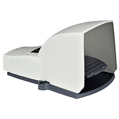 A white, compact device with an integrated black step board, possibly a door stopper or similar technical accessory.