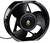A black fan with three rotor blades and a central motor in a round mounting bracket.