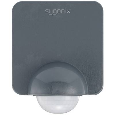 A grey, square motion sensor with a round, hemispherical cover at the bottom. The 'sygonix' logo is visible at the top.