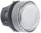 A round, transparent LED push button with a grey housing, typical for industrial control applications.