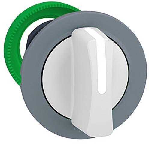 Rotary knob with a green dial and grey border, suitable for adjusting devices or machines.