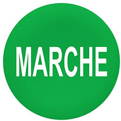 Green circle with the white word 'MARCHE' in the centre, which means 'walk' in French.