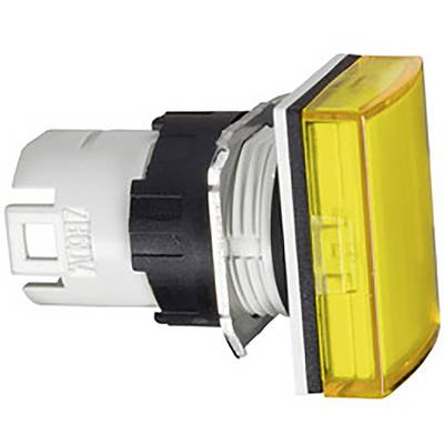 Yellow rectangular push button with a black frame, viewed from the side. Used for controlling or activating functions.