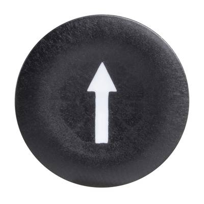 Black button with a white arrow pointing upwards. Serves as a directional indicator.