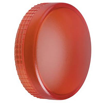 A red, round plastic lid with a ridged edge for better grip.