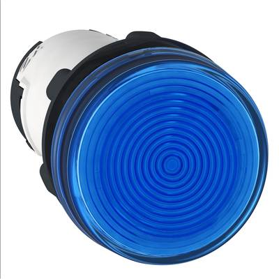 Round, blue plastic object with a circular pattern. Possibly a press stud or switch.