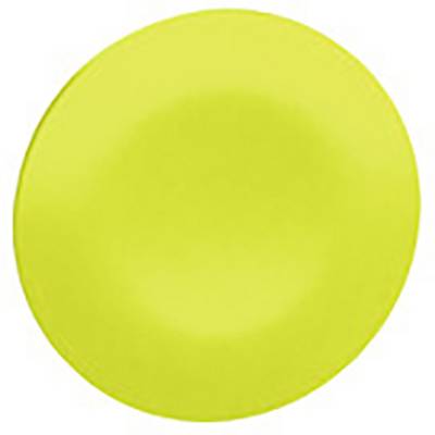 A few yellow Campino sweets with lemon flavour are sitting on a green plate. They are wrapped in colourful striped patterns.