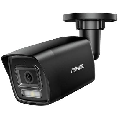 Black surveillance camera with mountable bracket and LED light on the front, suitable for security purposes.