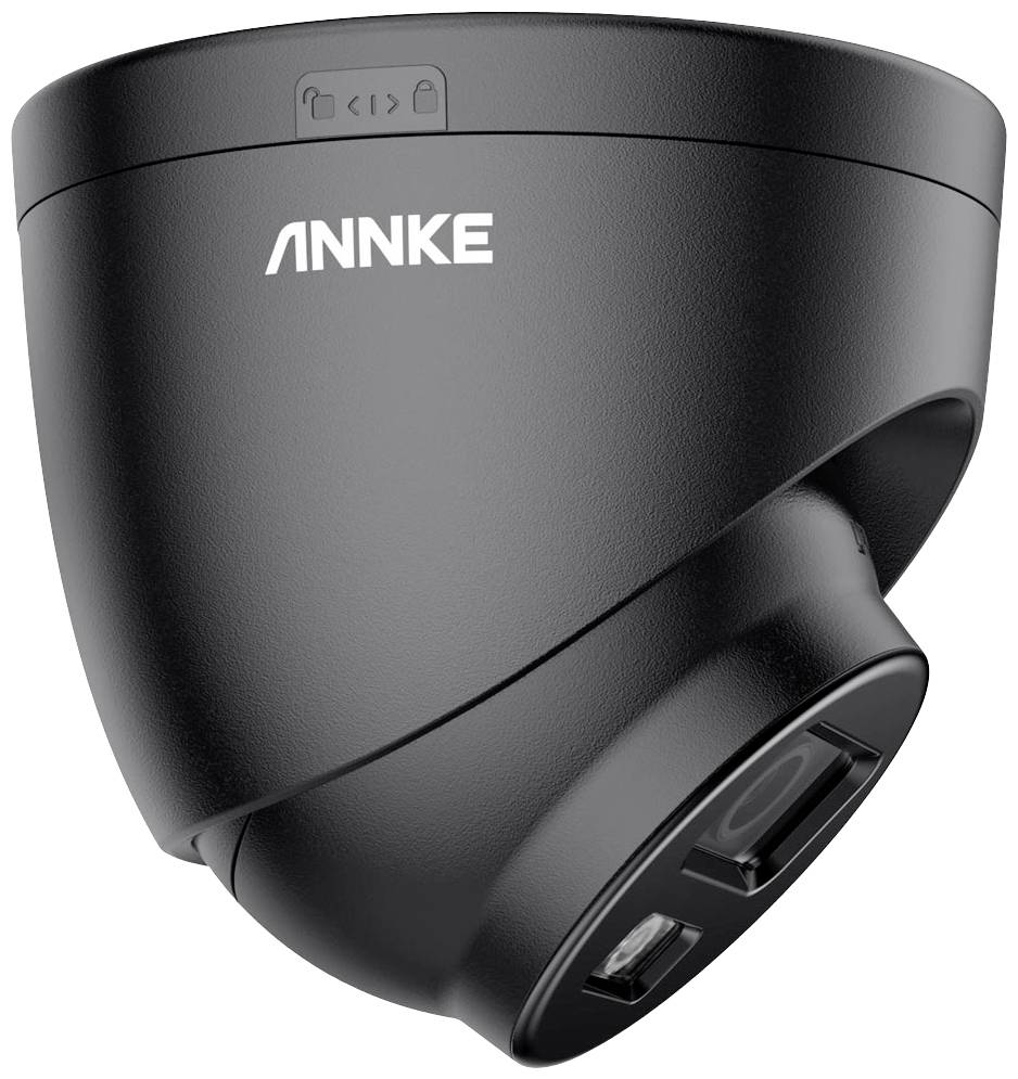 A black surveillance camera by ANNKE, showing the lens and infrared light at the bottom.