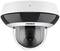 Surveillance camera mounted on the ceiling, showing lens and dome.