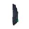 A slim, black electronic relay module with green mounting elements. It appears to be used for industrial applications.
