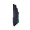 A slim, black relay module with green terminal blocks, suitable for industrial applications to control electrical circuits.