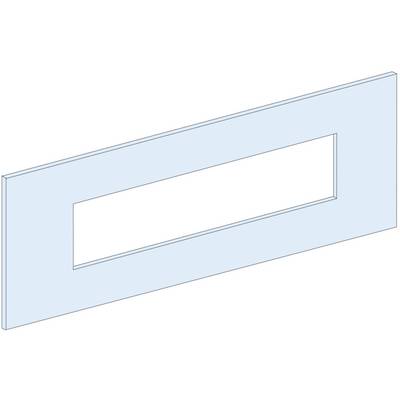 A rectangular frame made of blue material with a rectangular cut-out in the centre, shown from a side perspective.