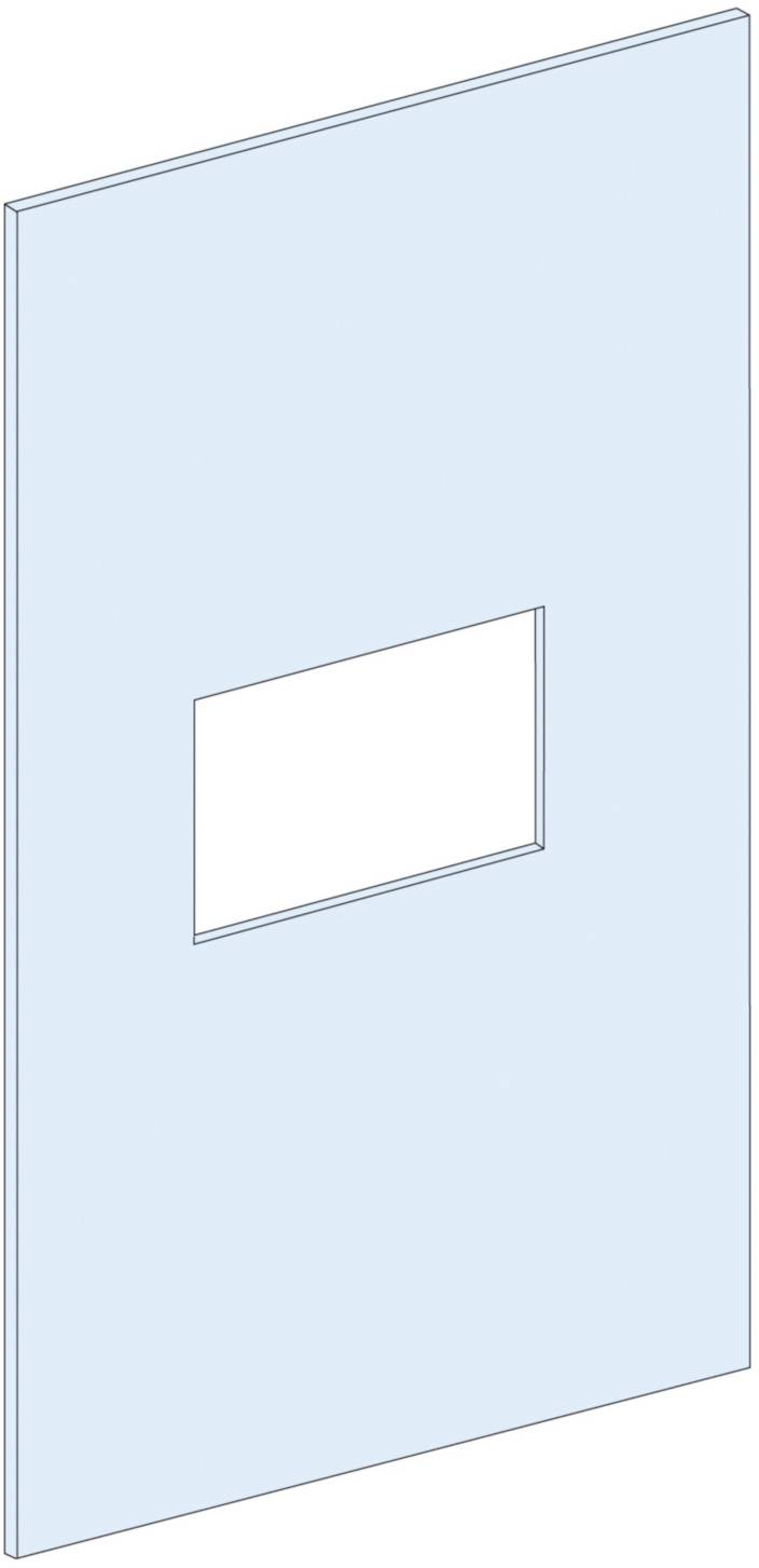 Slightly sloped, light blue rectangular plate with a square aperture in the centre.