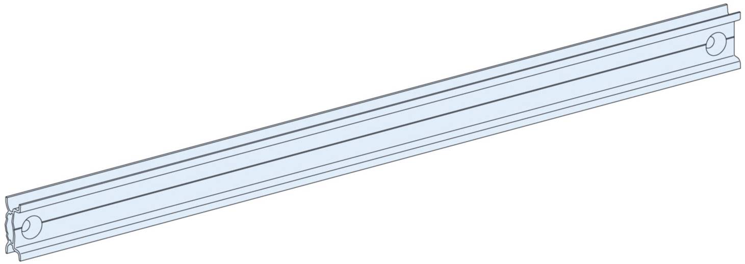 Technical Drawing of a Long, Slender Metal Profile with Two Holes at the Ends, Used for Fixing or Support