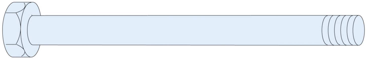 Illustration of a long hexagonal screw with a continuous thread at the shaft end.<br><br>Note: This appears to already be in English, so no significant translation was needed. The text is a straightforward technical description of a screw's illustration.