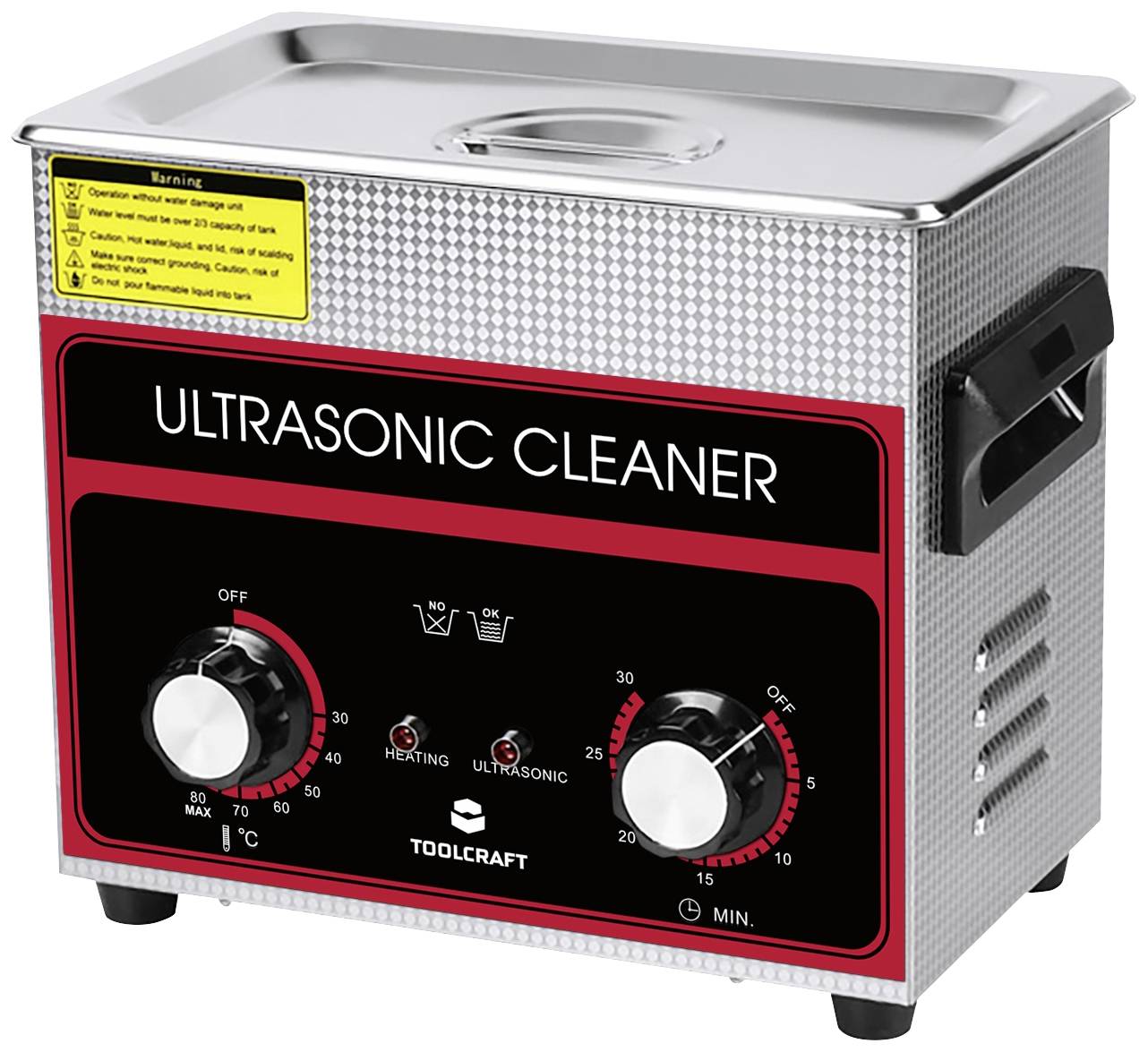 TOOLCRAFT USC-320 Ultrasonic cleaner Jewelry, Office supplies, Workshop 280 W 3.2 l Heating, With cleaning basket